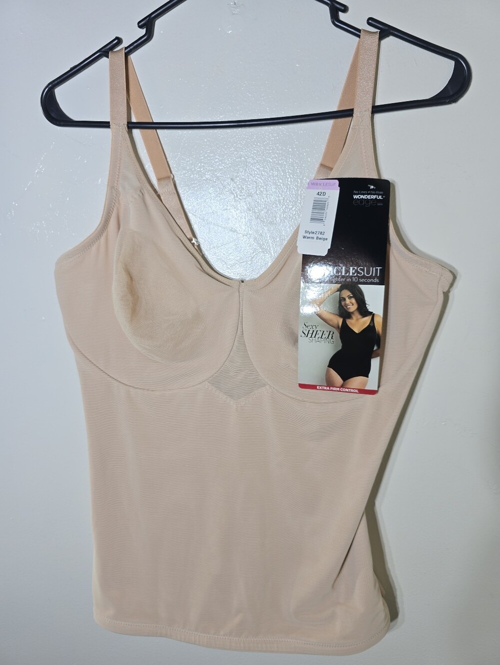 Miraclesuit Sexy Sheer Camisole Warm Beige Shapewesr Size 42D NWT